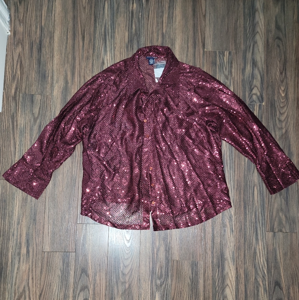 Venezia Jeans, size 22/24,burgundy, shimmering blouse